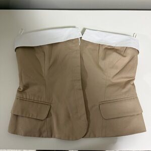 Zara Tan Strapless Shirt with White Trim